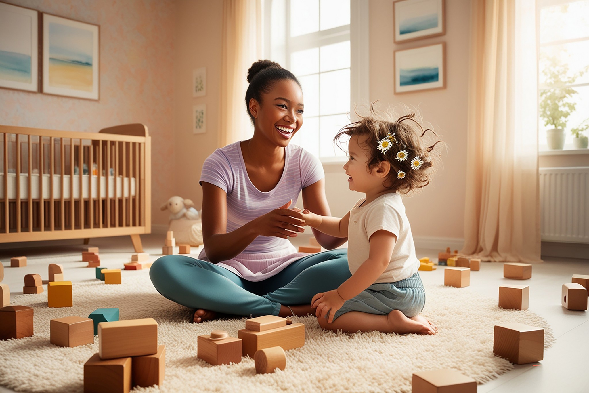 nanny-little-child-playing-with-wooden-blocks